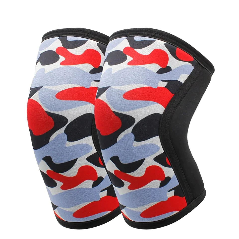 Red Reps red camo Compression knee sleeves pads wraps for heavy squatting, bodybuilding, powerlifting, strongman, weightlifting, sports, fitness and knee joint support - 1 pair