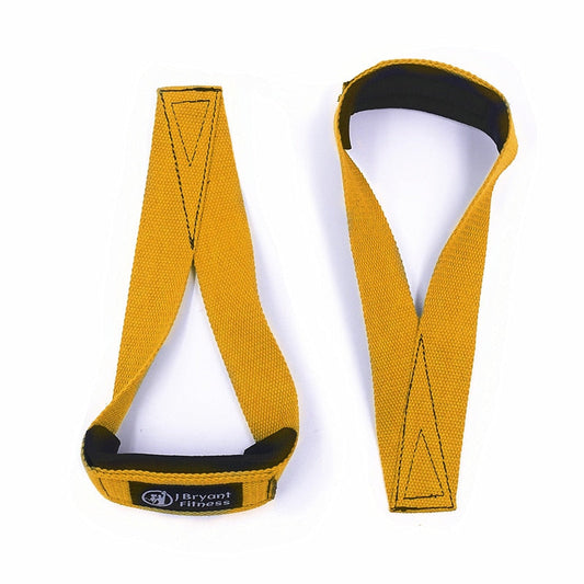 Red Reps yellow neoprene padded single loop Weightlifting straps for bodybuilding, powerlifting, heavy deadlifting and grip support - 1 pair