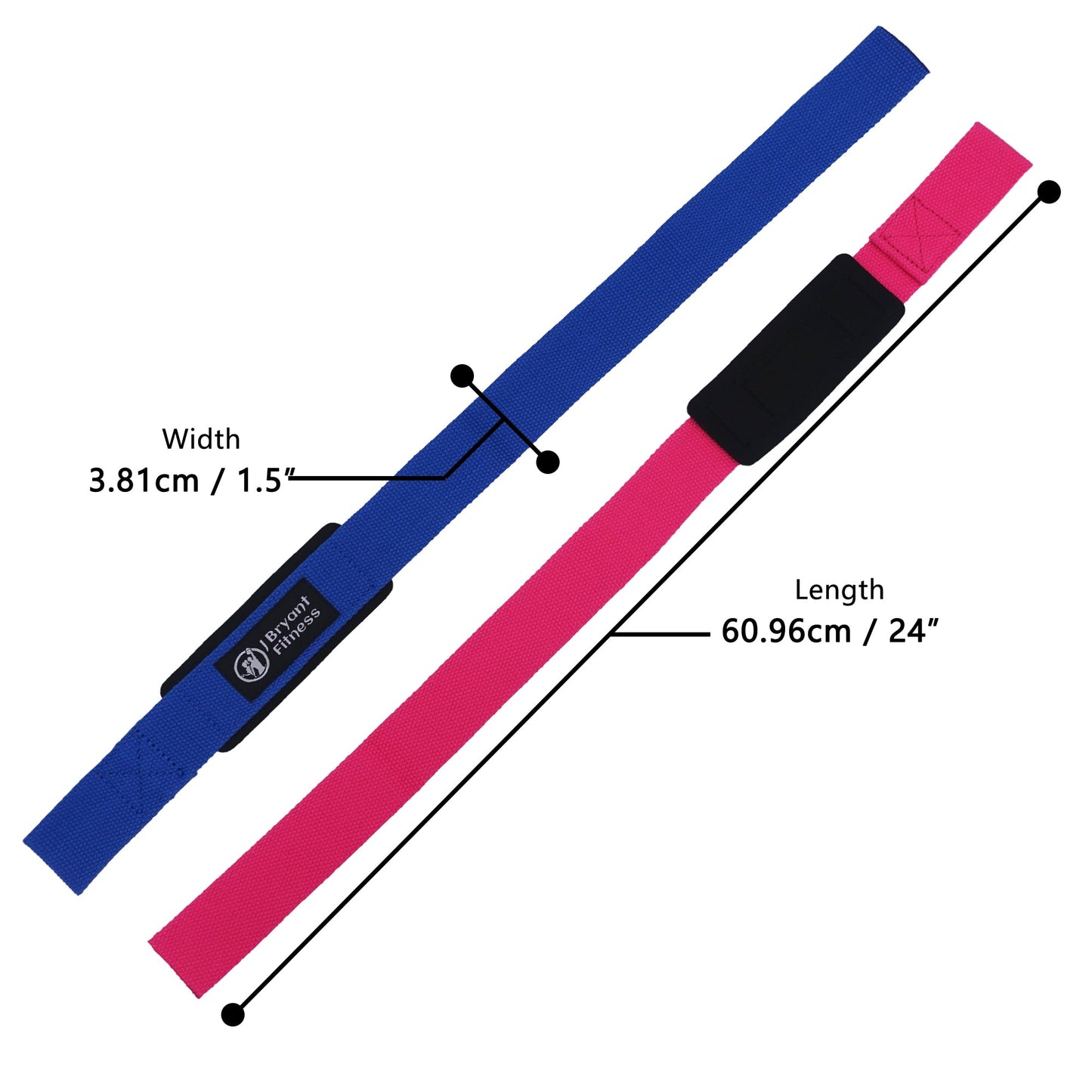 Red Reps blue neoprene padded Lasso Weightlifting straps for bodybuilding, powerlifting, heavy deadlifting and grip support - product dimensions