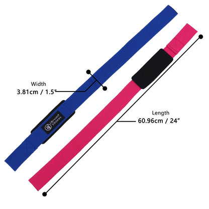 Red Reps blue neoprene padded Lasso Weightlifting straps for bodybuilding, powerlifting, heavy deadlifting and grip support - product dimensions