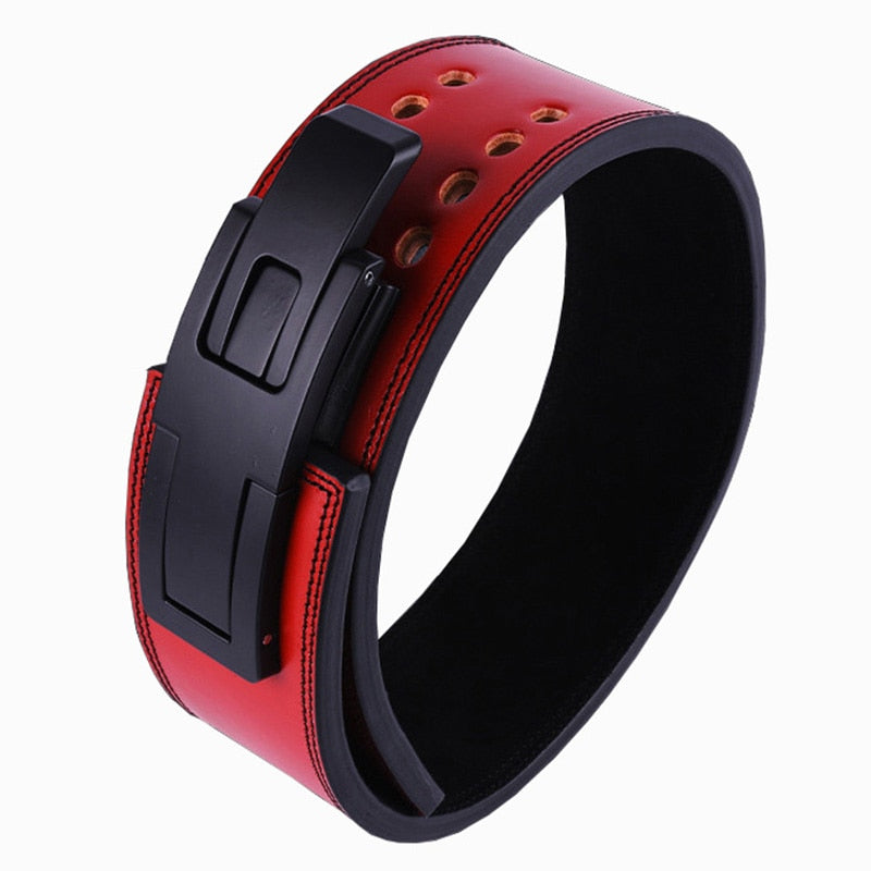 Red reps red and black leather 13mm thick lever fitness weightlifting belt for bodybuilding powerlifting training strongman fitness back brace support for squatting deadlifting rowing and heavy lifting