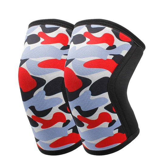 Red Reps red camo Compression knee sleeves pads wraps for heavy squatting,  bodybuilding, powerlifting, strongman, weightlifting, sports, fitness and knee joint support - 1 pair