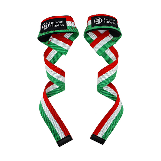 Red Reps red white green Christmas colors neoprene padded Lasso Weightlifting straps for bodybuilding, powerlifting, heavy deadlifting and grip support - 1 pair